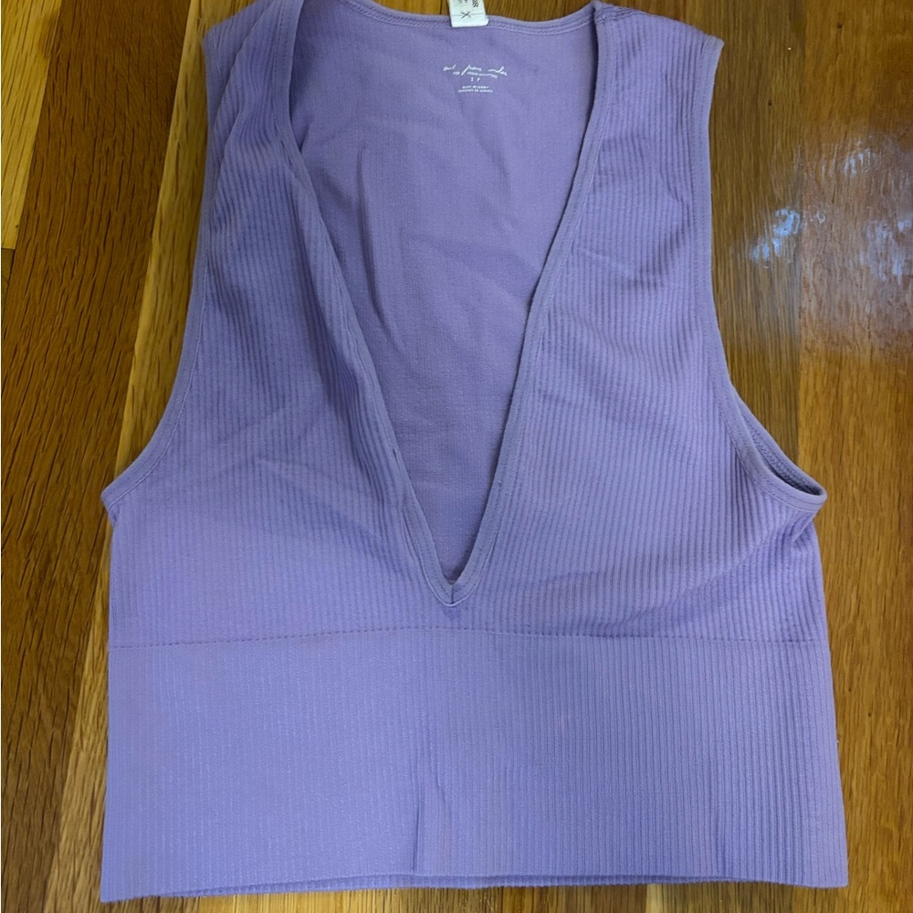 Urban Outfitters Purple Ribbed Crop Tank Top